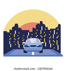 car sedan in the road scene