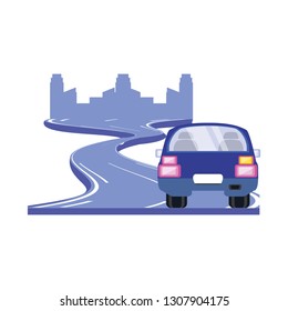 car sedan in the road scene