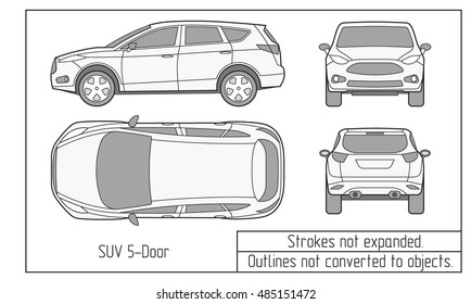 car sedan and suv drawing outline. 