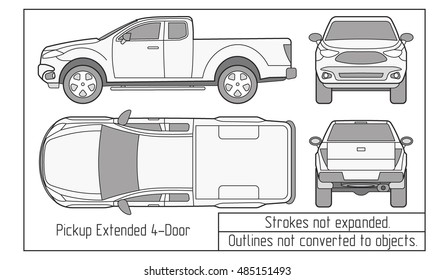 Car Sedan And Suv Drawing Outline. 