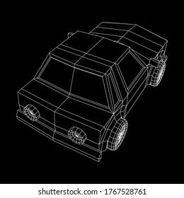 Car sedan vehicle personal transport. Automobile transportation concept. Wireframe low poly mesh vector illustration.