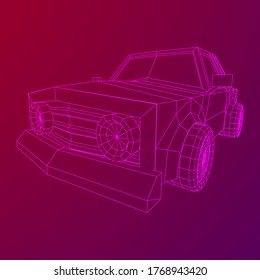 Car sedan vehicle personal transport. Automobile transportation concept. Wireframe low poly mesh vector illustration.