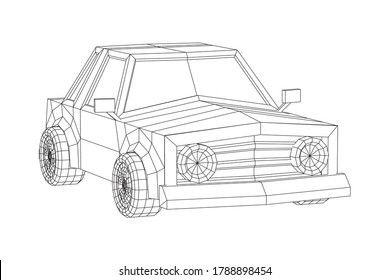 Car sedan vehicle personal transport. Automobile transportation concept. Wireframe low poly mesh vector illustration.