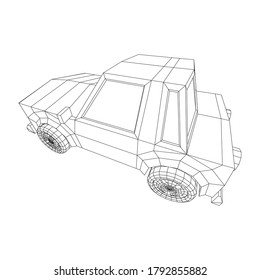 Car sedan vehicle personal transport. Automobile transportation concept. Wireframe low poly mesh vector illustration.
