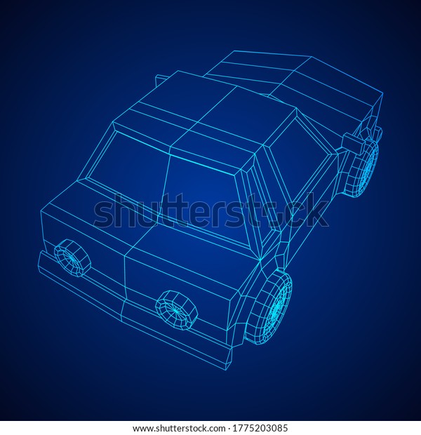 Car\
sedan vehicle personal transport. Automobile transportation\
concept. Wireframe low poly mesh vector\
illustration.