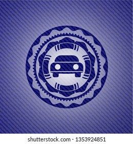 car seen from front icon with denim texture