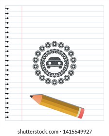 car seen from front icon draw with pencil effect. Vector Illustration. Detailed.