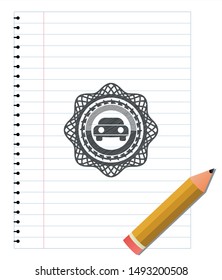 car seen from front icon draw (pencil strokes). Vector Illustration. Detailed.