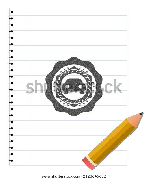 car seen from front icon draw with pencil\
effect. Vector Illustration. Detailed.\
