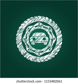 car seen from front icon drawn on a blackboard