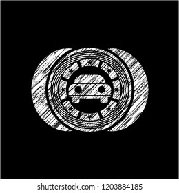 car seen from front icon drawn on a blackboard
