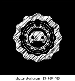 car seen from front icon drawn on blackboard