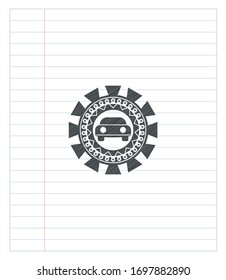 car seen from front icon drawn with pencil strokes. Vector Illustration. Detailed.