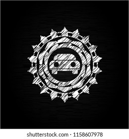 car seen from front icon inside chalk emblem