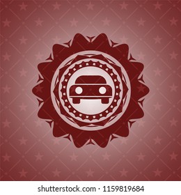 car seen from front icon inside vintage red emblem