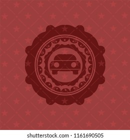 car seen from front icon inside badge with red background