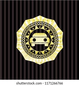 car seen from front icon inside shiny emblem