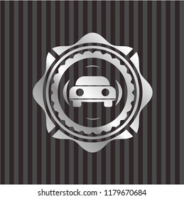 car seen from front icon inside silvery shiny emblem