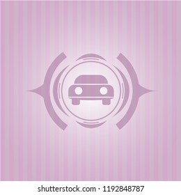 car seen from front icon inside pink icon or emblem