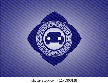 car seen from front icon inside jean background