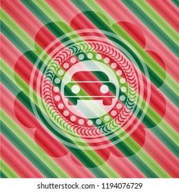 car seen from front icon inside christmas badge.