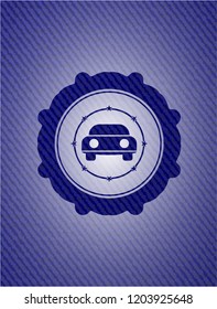 car seen from front icon inside denim background