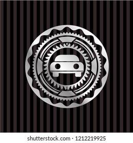 car seen from front icon inside silvery shiny emblem
