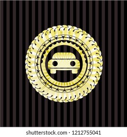 car seen from front icon inside gold badge