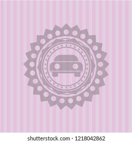 car seen from front icon inside pink icon or emblem