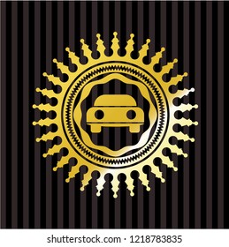 car seen from front icon inside golden badge