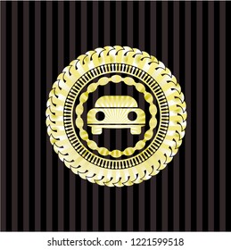 car seen from front icon inside gold badge