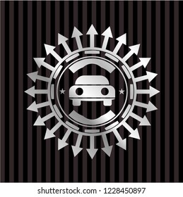 car seen from front icon inside silvery badge