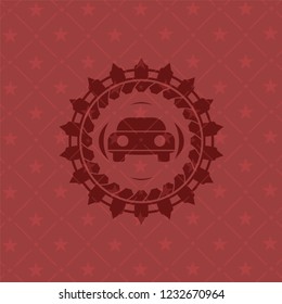 car seen from front icon inside realistic red emblem