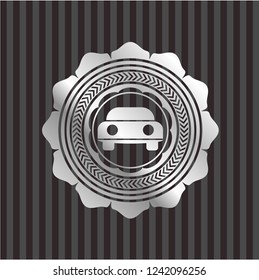 car seen from front icon inside silver shiny emblem