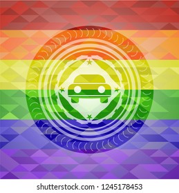 car seen from front icon inside lgbt colors emblem 