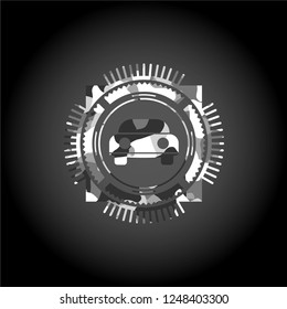 car seen from front icon inside grey camo texture