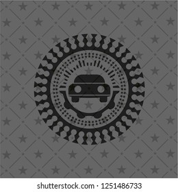 car seen from front icon inside realistic dark emblem