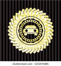 car seen from front icon inside shiny badge