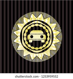 car seen from front icon inside gold badge