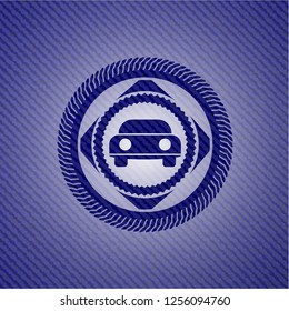 car seen from front icon inside jean background