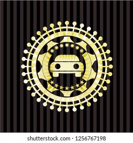 car seen from front icon inside golden badge