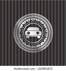 car seen from front icon inside silvery shiny emblem