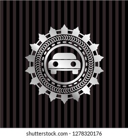 car seen from front icon inside silver emblem or badge