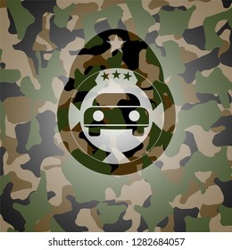 car seen from front icon inside camo emblem