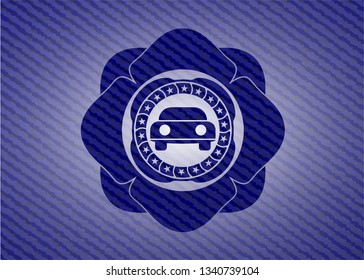 car seen from front icon inside jean background