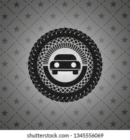 car seen from front icon inside retro style black emblem