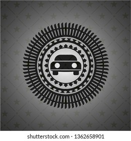 car seen from front icon inside dark badge or emblem