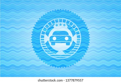 car seen from front icon inside water concept emblem.