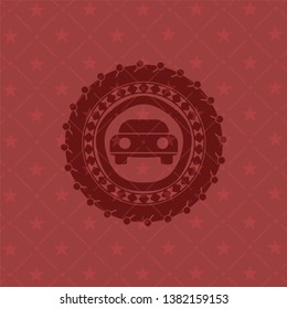 car seen from front icon inside retro red emblem