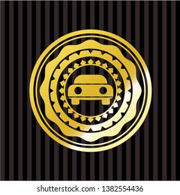 car seen from front icon inside gold emblem